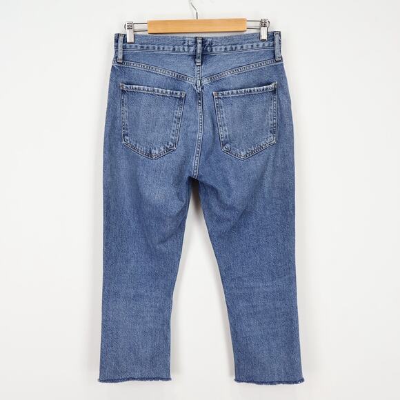 Agolde High Rise Straight Leg Riley Crop Raw Hem Denim Jean Size 27 - Picture 6 of 9